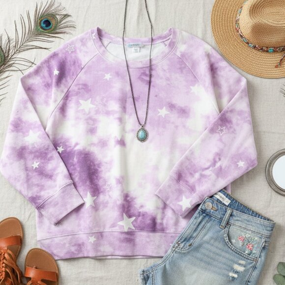 Wildfox Tops - Wildfox Purple Tie Dye Star Sweatshirt -XXL